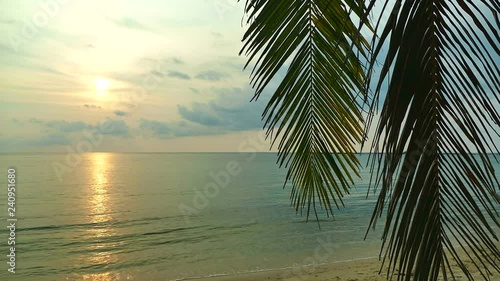 Beautiful tropical beach and sea landscape at sunset time