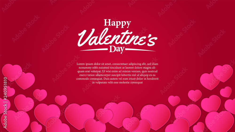 Valentine's day banner greeting card template. Romance love. Vector illustration