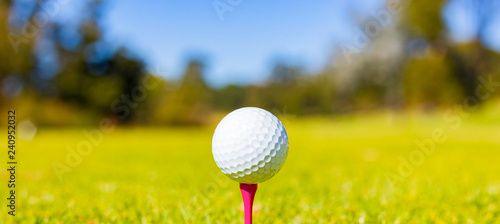 Golf Ball on a Tee at a Golf Course
