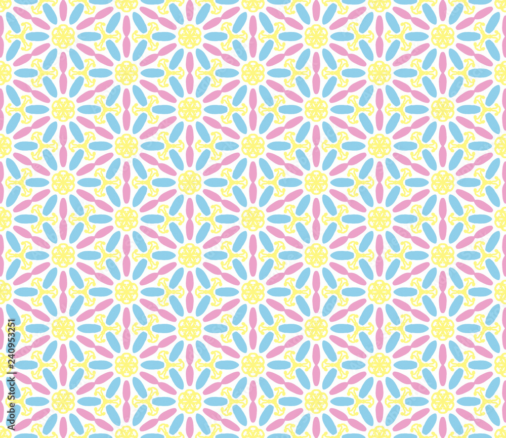 Abstract seamless kaleidoscope design background.