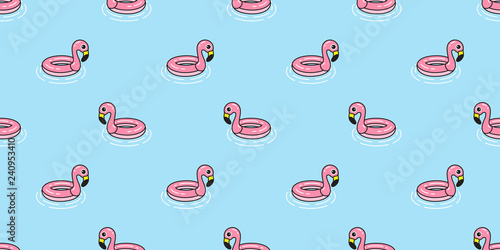 Flamingo seamless pattern vector swimming ring pool pink Flamingos exotic bird tropical summer scarf isolated repeat wallpaper tile background cartoon illustration