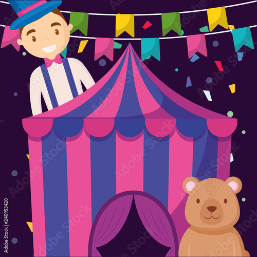 circus tent with bear teddy