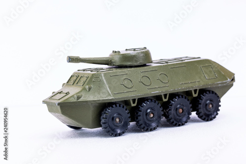 Soviet military toys on white background