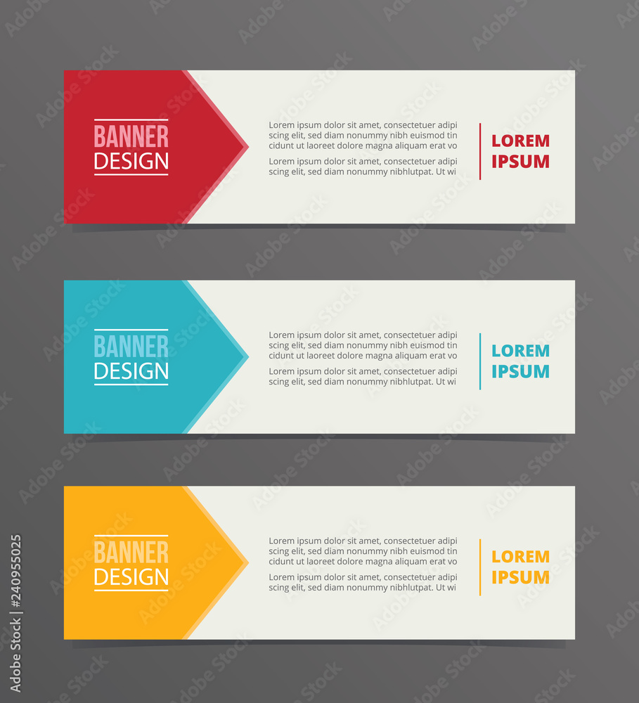 arrow banner template design with horizontal advertising banner space for text
