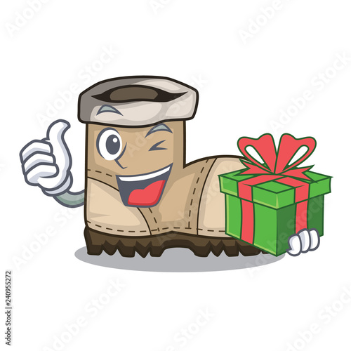 With gift working boot above a character rak