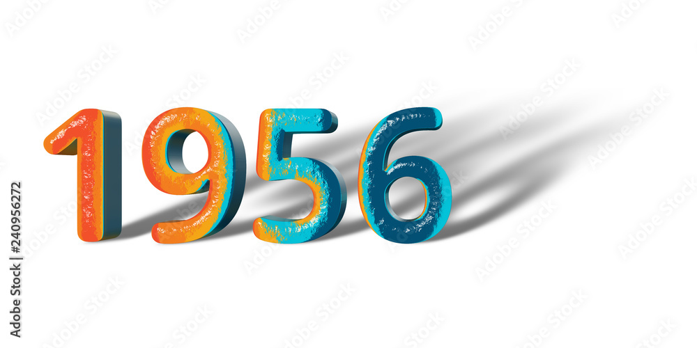3D Number Year 1956 joyful hopeful colors and white background 3D Number Year 1956 joyful hopeful colors and white background