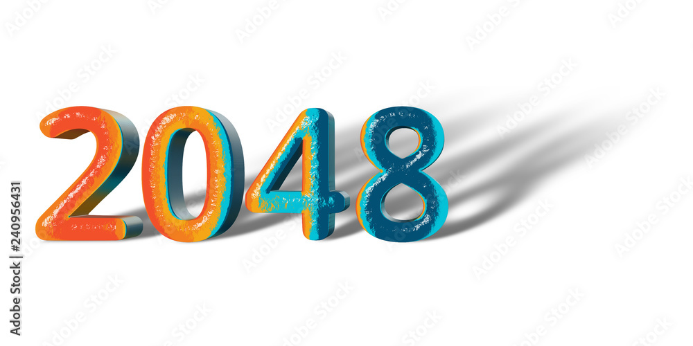 3D Number Year 2048 joyful hopeful colors and white background 3D Number Year 2048 joyful hopeful colors and white background