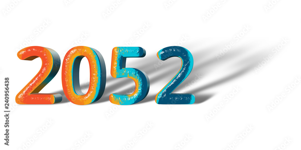 3D Number Year 2052 joyful hopeful colors and white background 3D Number Year 2052 joyful hopeful colors and white background