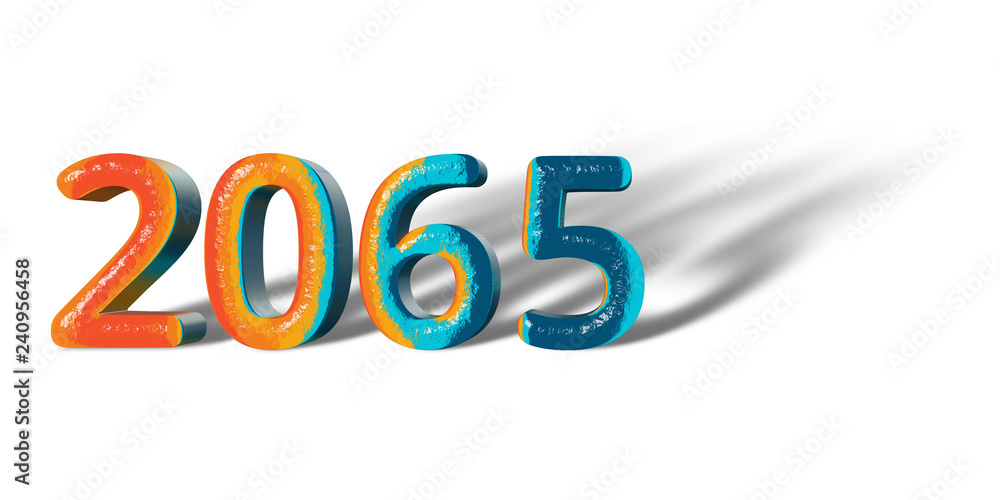 3D Number Year 2065 joyful hopeful colors and white background 3D Number Year 2065 joyful hopeful colors and white background