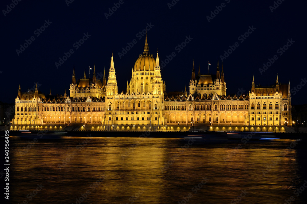 night view of parliament, budapest, hungary