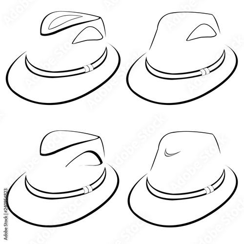 Vector collection of stylized hats for men