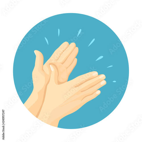 Applause round icon. Hand gesture. Vector illustration in simple flat style.