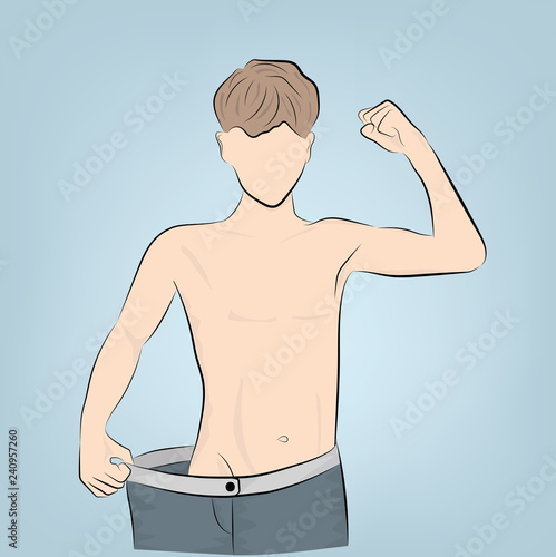 losing weight playing sports. weight loss concept. vector illustration.