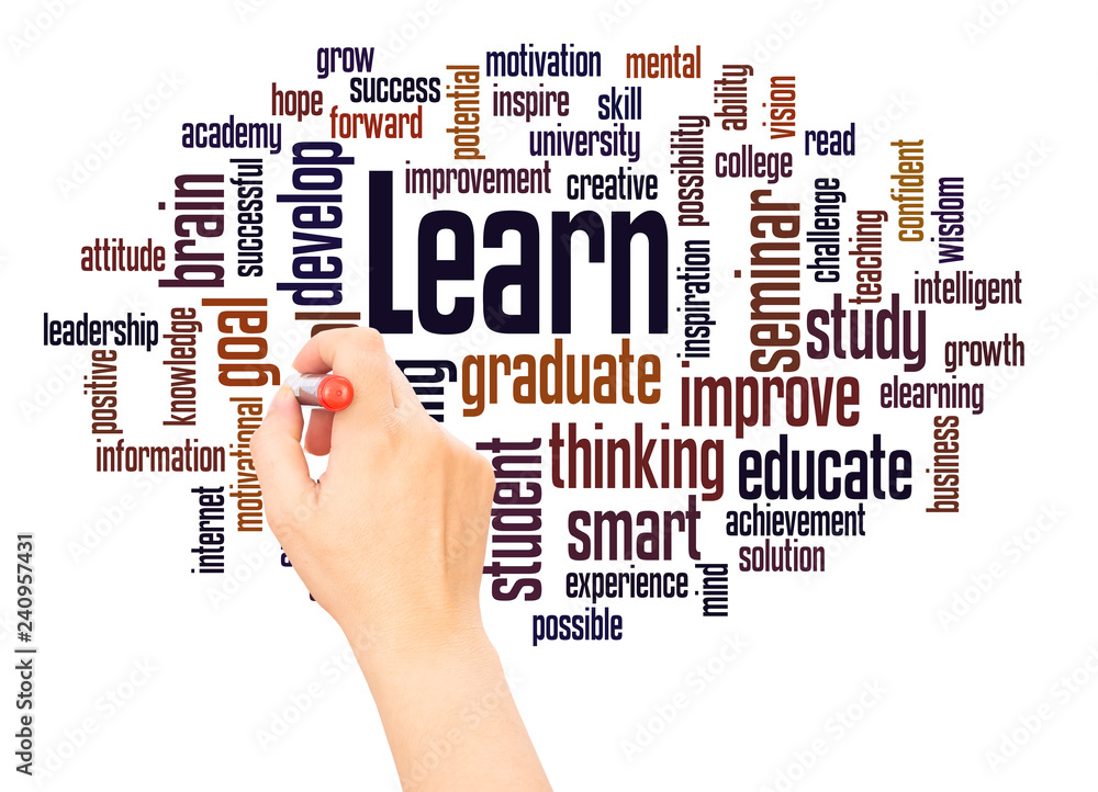 Learn word cloud hand writing concept Learn word cloud hand writing concept