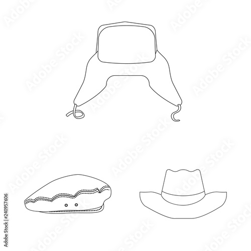 Isolated object of headgear and cap symbol. Set of headgear and accessory stock symbol for web.