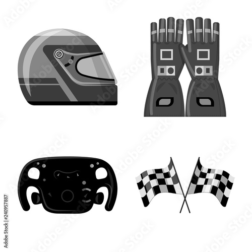 Vector design of car and rally icon. Set of car and race stock symbol for web.