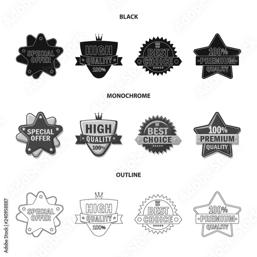 Vector design of emblem and badge sign. Collection of emblem and sticker vector icon for stock.