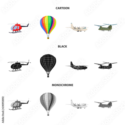 Isolated object of plane and transport logo. Set of plane and sky stock vector illustration.