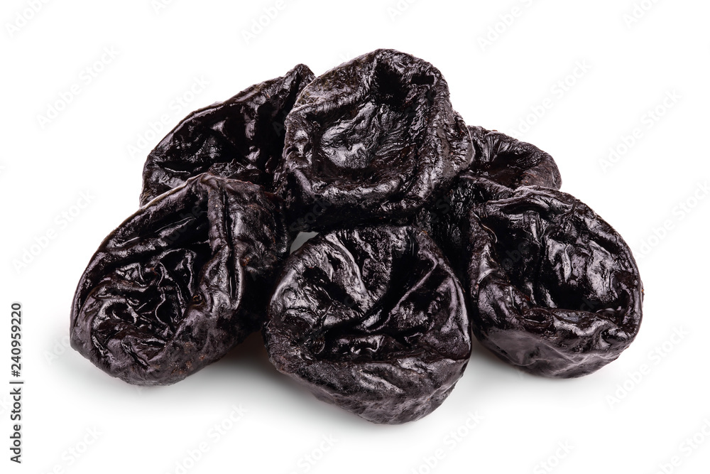 Dried plum - prunes isolated on a white background Dried plum - prunes isolated on a white background