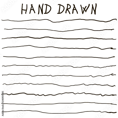 crooked uneven hand drawn lines vector horizontal curves lines strip hand drawn set