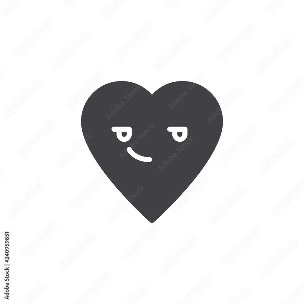 Fototapeta premium Smirking Face emoticon vector icon. filled flat sign for mobile concept and web design. Smirking heart face character emoji solid icon. Symbol, logo illustration. Pixel perfect vector graphics