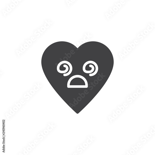 Dizzy Face emoticon vector icon. filled flat sign for mobile concept and web design. Shocked heart face character emoji solid icon. Symbol, logo illustration. Pixel perfect vector graphics