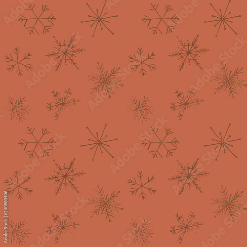 hand drawn seamless pattern of glittering snowflakes