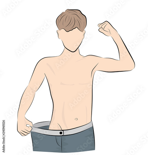 losing weight playing sports. weight loss concept. vector illustration.