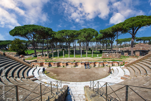 Roman ancient theater in Ostia Antica, Rome photo