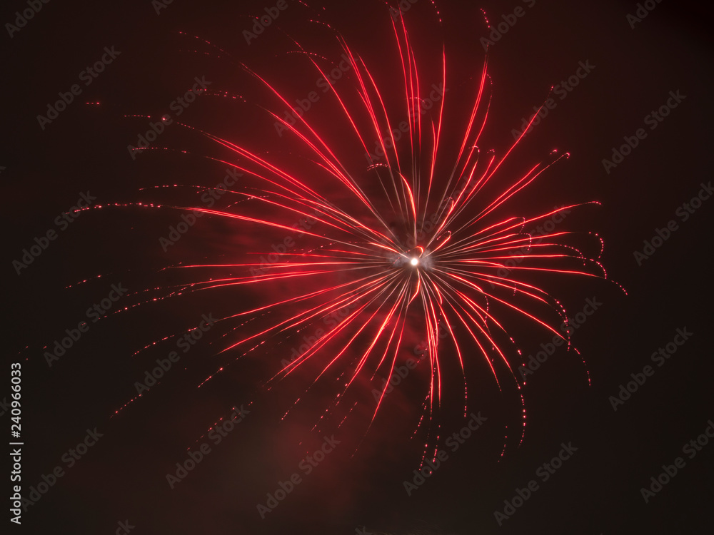 Red Fireworks to celebrate New Year Red Fireworks to celebrate New Year