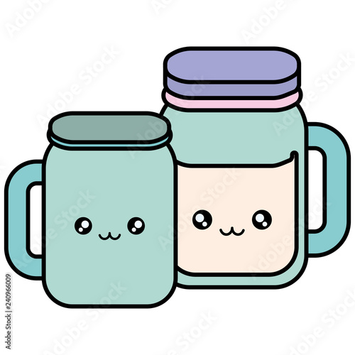 cute beverage jars kawaii characters