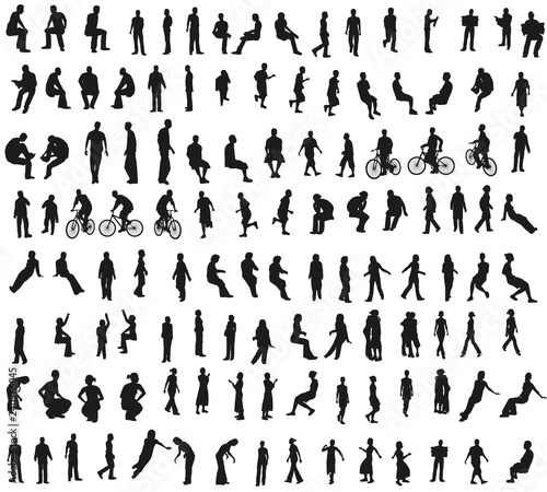 Big set with people silhouettes
