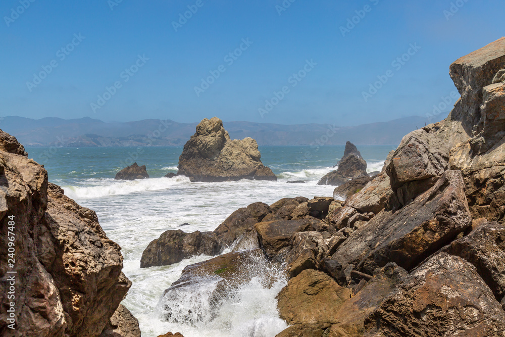 Rock formations in the Pacific ocean near Ocean Beach, off the coast of San Francisco Rock formations in the Pacific ocean near Ocean Beach, off the coast of San Francisco