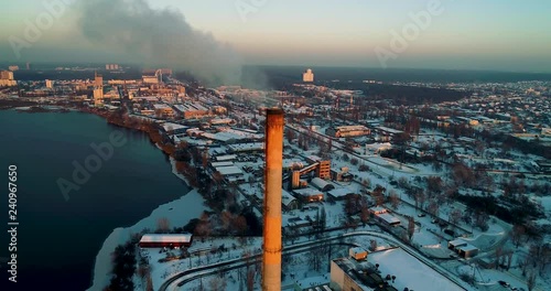 Garbage incineration plant. Waste incinerator plant with smoking smokestack. The problem of environmental pollution by factories.