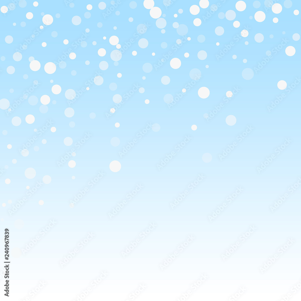 White dots Christmas background. Subtle flying sno