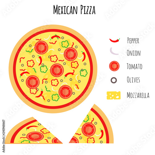 Mexican pizza with ingredients