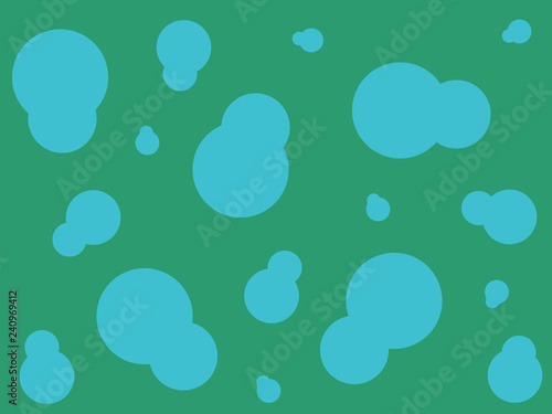 illustration, blue circles on green background, print