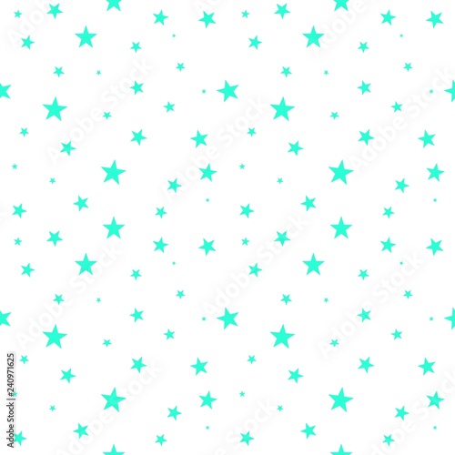 Stars seamless pattern  turquoise blue color