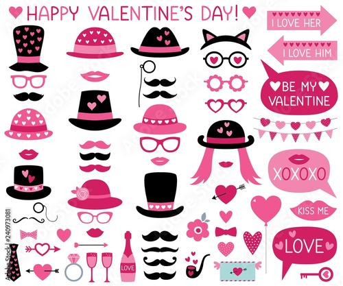 Valentines Day party props (hats, lips, mustaches)