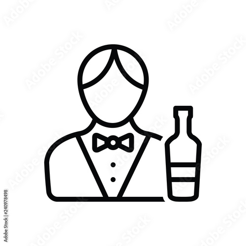 Black line icon for bartender male