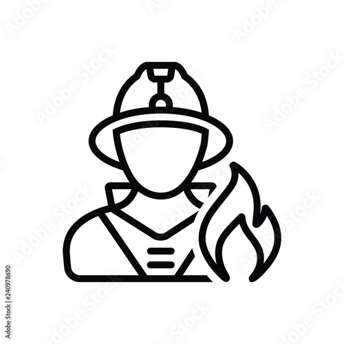 Black line icon for fireman