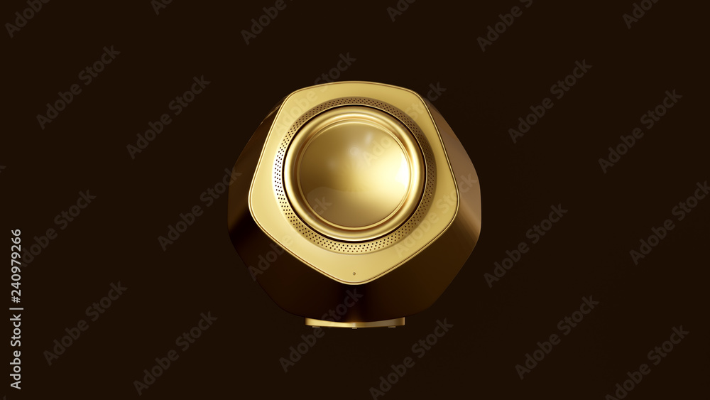 Gold Round Speaker 3d illustration