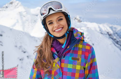 Winter woman portrait outdoors. Snow winter woman portrait outdoors on snowy white winter day
