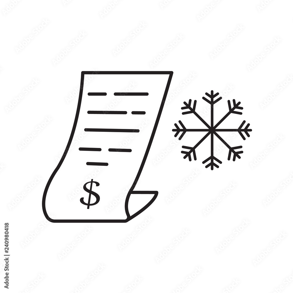 snowflake and invoice icon. winter vector design graphic illustr