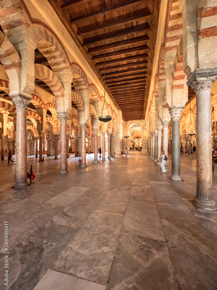 Cordoba, Spain. Circa December 2018. Interior view of the Mosque cathedral of Cordoba.
