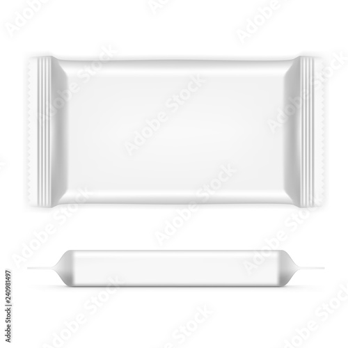 Big Rectangular Flow Pack With Shadows. Front And Side View