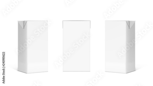 3D Realistic Milk Or Juice Clear White packaging For Branding
