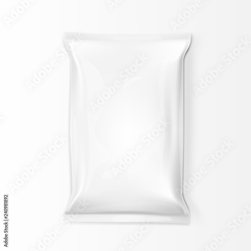 Realistic Simple Foil Food White Package Mockup