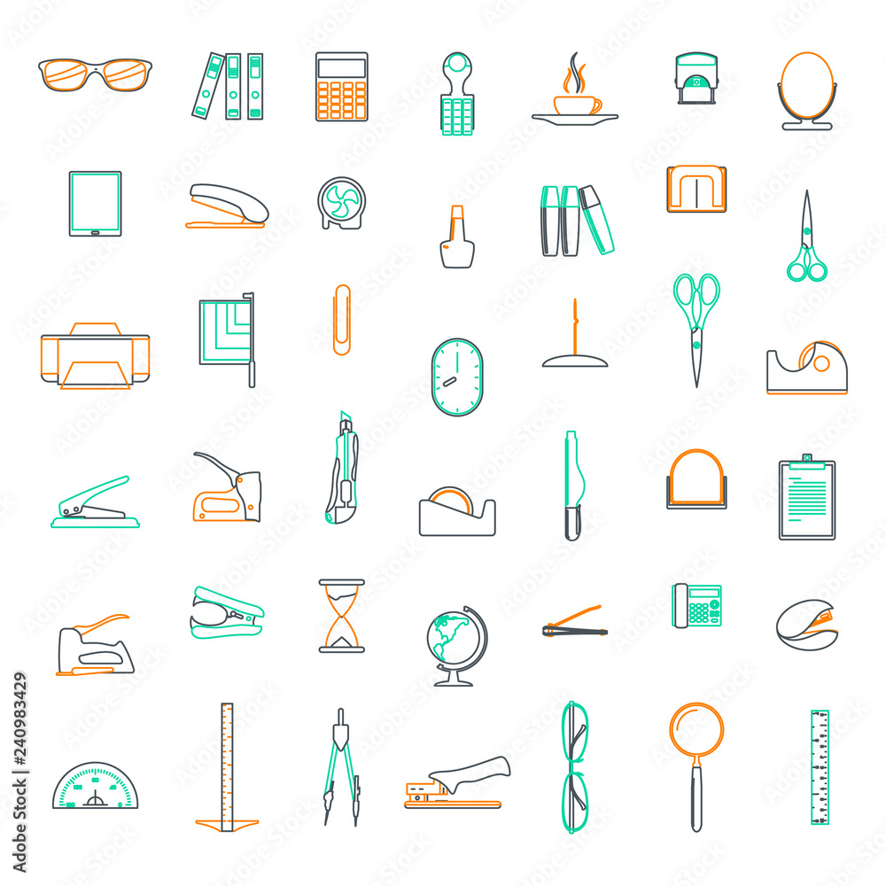 Vector line icons Set in flat design office and business with elements for mobile concepts and web apps. Vector line icons Set in flat design office and business with elements for mobile concepts and web apps.