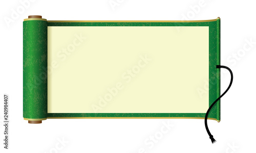 Japanese scroll paper illustration (green)
